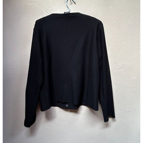 Eileen Fisher Women's Zip-Front Jacket Size PM Black Relaxed Fit Lightweight - Picture 2 of 8